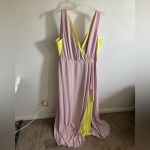 BCBGMaxAzria Backless Pink and Yellow Dress